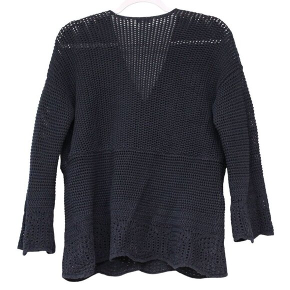 J Jill Blouse Medium Chunky Open Knit Blue 100% Cotton Beach Coastal Resort Boho - Picture 9 of 12